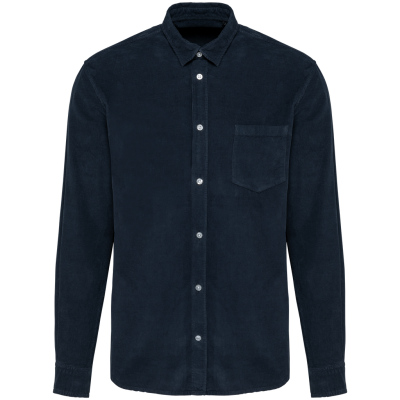 Camisa de bombazine de manga comprida de homem
