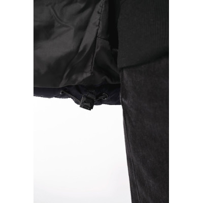 Parka acolchoada com capuz bicolor unissexo