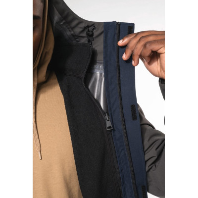 Parka 3 em 1 impermeável com capuz bicolor unissexo