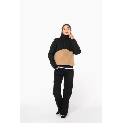 Parka 3 em 1 impermeável com capuz bicolor unissexo