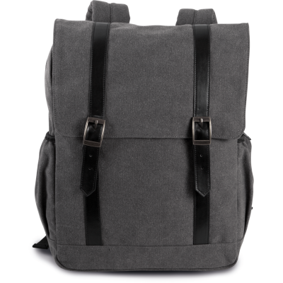 Flap-top canvas backpack