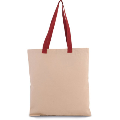 Flat canvas shopper with contrast handle