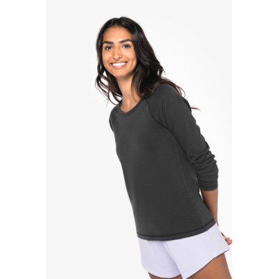 T-shirt eco-responsável raglan manga comprida de senhora