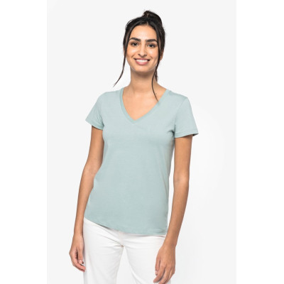 T-shirt eco-responsável decote V de senhora
