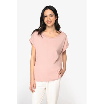 Eco-friendly ladies' rolled-up sleeves t-shirt