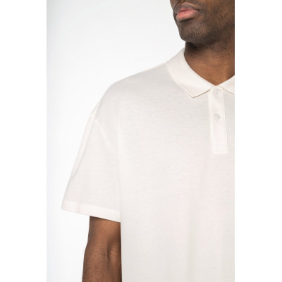 Eco-friendly men's dropped shoulders piqué knit polo shirt