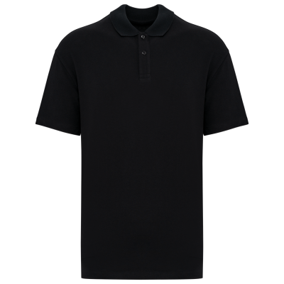 Eco-friendly men's dropped shoulders piqué knit polo shirt