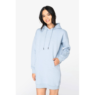 Eco-friendly ladies' hooded sweatshirt dress