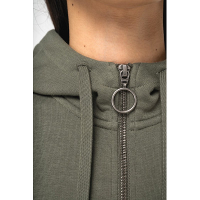 Sweatshirt eco-responsável com fecho e capuz French Terry de senhora