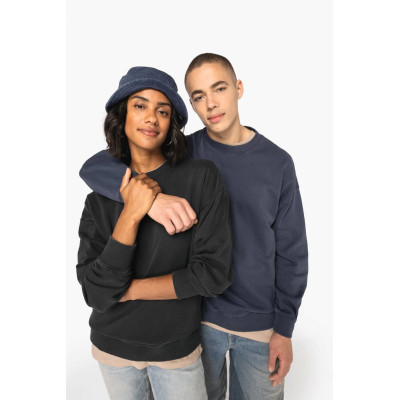 Sweatshirt eco-responsável decote redondo aspecto lavado oversize unissexo