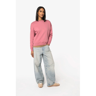 Eco-friendly ladies' dropped shoulders round neck sweatshirt