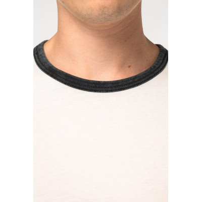 T-shirt ringer eco-responsável com contrastes e aspecto lavado de homem