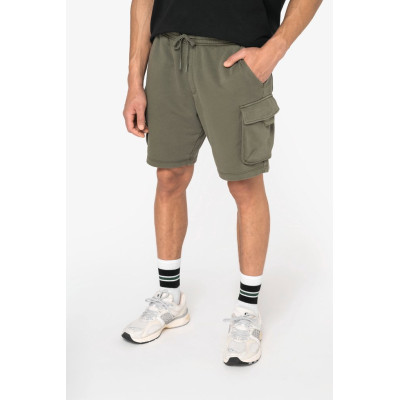Eco-friendly men's French Terry washed effect cargo shorts