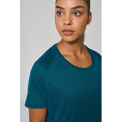 T-shirt de desporto de senhora de material reciclado com decote redondo