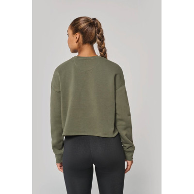 Sweatshirt “crop” com decote redondo de senhora