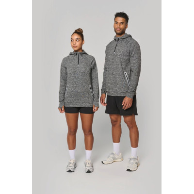 Sweatshirt de desporto 1/2 fecho com capuz unissexo