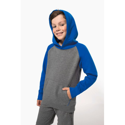 Sweatshirt com capuz bicolor de criança