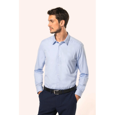Men's long-sleeved poplin shirt