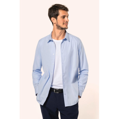 Camisa popeline de manga comprida de homem