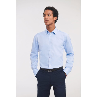 Men's Long-Sleeved Herringbone Shirt