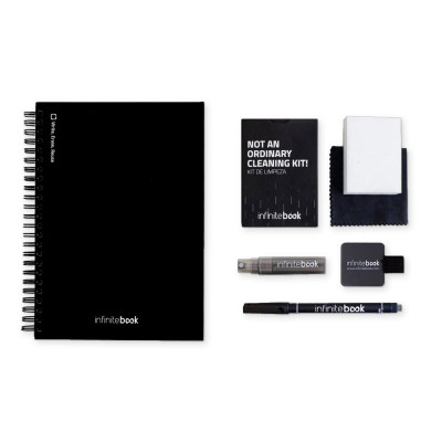 STARTER KIT INFINITEBOOK A5. Kit composto um Infinitebook, kit de limpeza, marcador e suporte de marcador