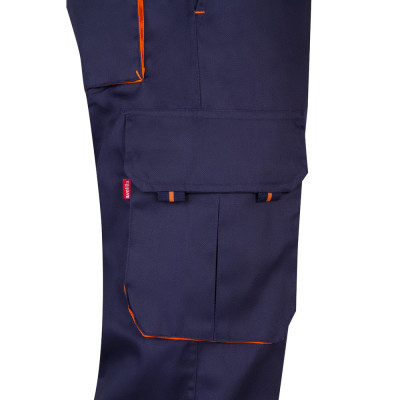VL HYPNOS. Calças bicolor em sarja multibolsos (200g/m²), em algodão (35) e poliéster (65)