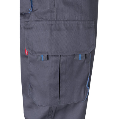 VL HYPNOS. Calças bicolor em sarja multibolsos (200g/m²), em algodão (35) e poliéster (65)