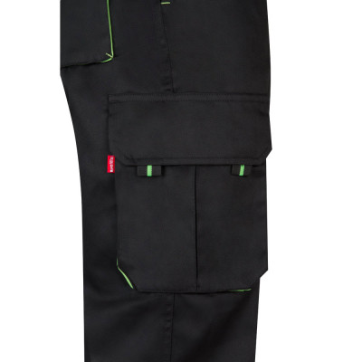 VL HYPNOS. Calças bicolor em sarja multibolsos (200g/m²), em algodão (35) e poliéster (65)
