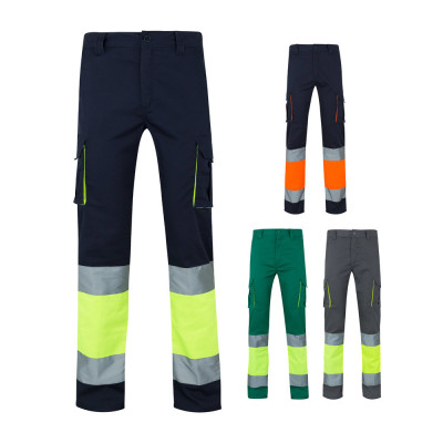 VL ZEUS LARGE. Two-tone, multi-pocket stretch trousers (240g/m²), in cotton (46), EME (38) and polyester (16)
