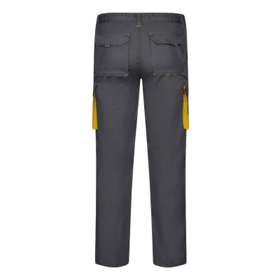 VL FIDES. Calças stretch bicolor multibolsos (240g/m²), em algodão (46), EME (38) e poliéster (16)