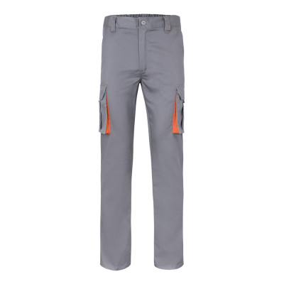 VL FIDES. Calças stretch bicolor multibolsos (240g/m²), em algodão (46), EME (38) e poliéster (16)