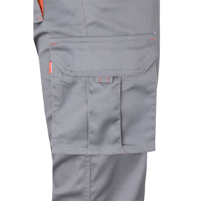VL FIDES. Calças stretch bicolor multibolsos (240g/m²), em algodão (46), EME (38) e poliéster (16)