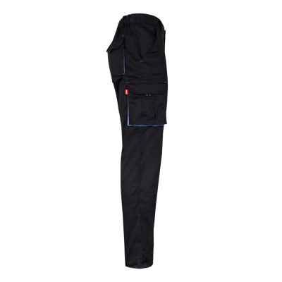 VL FIDES. Calças stretch bicolor multibolsos (240g/m²), em algodão (46), EME (38) e poliéster (16)