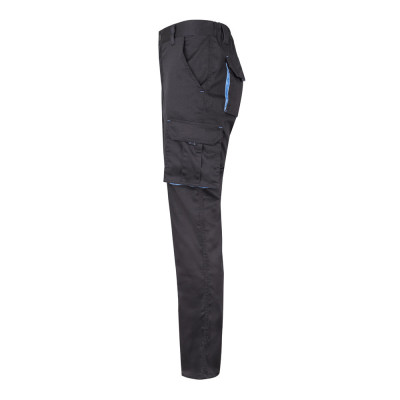 VL FIDES. Calças stretch bicolor multibolsos (240g/m²), em algodão (46), EME (38) e poliéster (16)