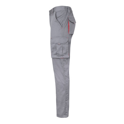 VL FIDES. Calças stretch bicolor multibolsos (240g/m²), em algodão (46), EME (38) e poliéster (16)