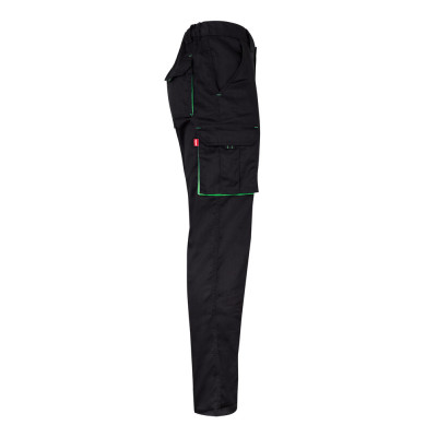 VL FIDES. Calças stretch bicolor multibolsos (240g/m²), em algodão (46), EME (38) e poliéster (16)