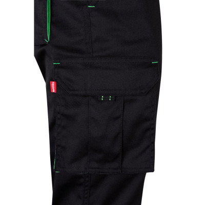 VL FIDES. Calças stretch bicolor multibolsos (240g/m²), em algodão (46), EME (38) e poliéster (16)