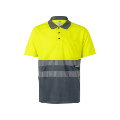 VL CUPID LARGE. Two-tone bird-eye polo shirt (160g/m²) with short sleeves, in polyester (100)