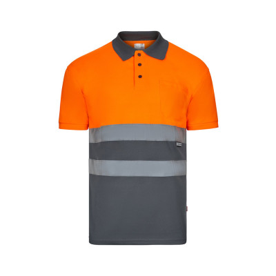 VL CUPID LARGE. Two-tone bird-eye polo shirt (160g/m²) with short sleeves, in polyester (100)