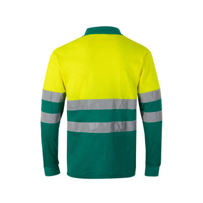 VL PLUTO. Two-tone piqué polo shirt (150g/m²) with long sleeves, in cotton (55) and polyester (45)