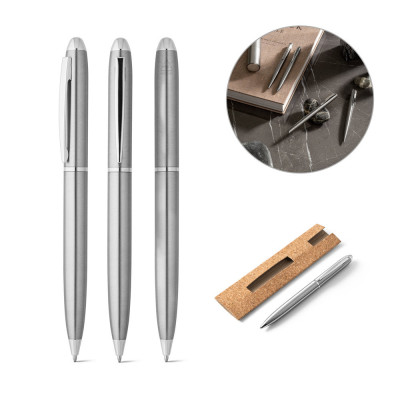CHRIS. Ballpoint pen with stainless steel body (53 rSS) with clip