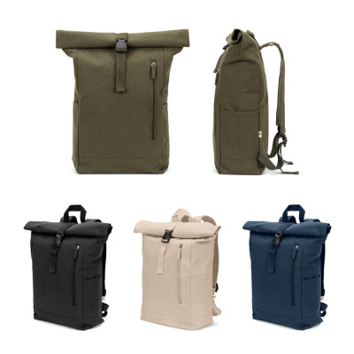 SAINT. Roll top backpack in recycled cotton and recycled polyester (380 g/m²)