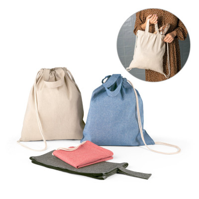 RISSANI. Drawstring bag with recycled cotton (70) and polyester (30 rPET) (140 g/m²)