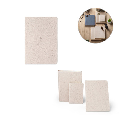 ORGANIC SEMI-RIGID. Bloco de notas A5 com capa semi-rígida fabricada a partir de matéria orgânica de elefante (80)
