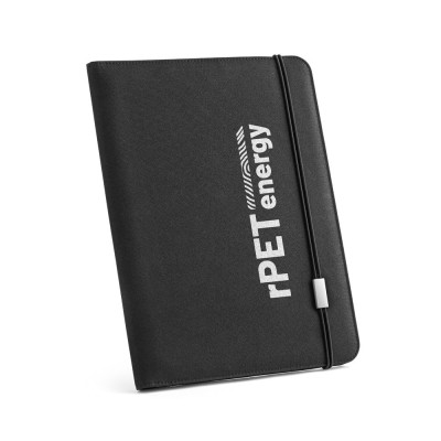 EMERGE FOLDER II. A4 folder in recycled polyester (100 rPET) 300D with elastic closure