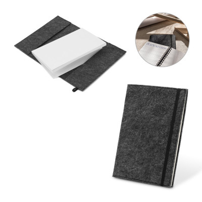 BALDWIN. Bloco de notas A5 com capa em feltro reciclado (100 rPET) e páginas pautadas em papel 100 reciclado