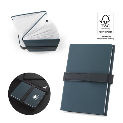 SANDERSON. A5 notepad in PU (50 recycled) with two blocks lined pages and plain pages