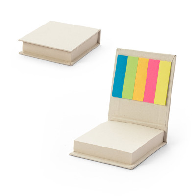 KAIRON. Conjunto 2 em 1 para escritório, em papel 100 reciclado com 6 blocos de notas adesivas