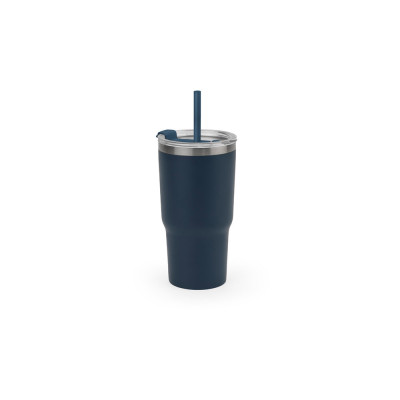 JOYNER M. Copo de viagem compacto em aço inoxidável (91 reciclado) com parede dupla isolada a vácuo e acabamento mate 600 mL