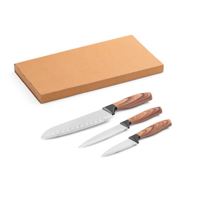 BAHARAT. Conjunto de 3 facas de cozinha com lâmina em aço inoxidável e cabo ergonómico